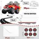 30 Sets Monster Truck Birthday Christmas Invitations with Envelopes Stickers Race Car Invitations for Boy Kids Birthday Party Supplies Decoration