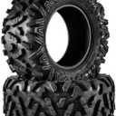 Torchbeam 25x10-12 ATV UTV All-Terrain Tires, 6PR, Set 2 | Asymmetric All-Terrain Tread, Tubeless, 19mm Lugs, 420lbs Load. Significantly enhances cornering stability & traction