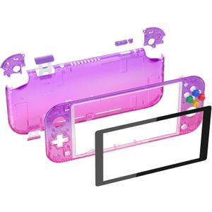 eXtremeRate Gradient Translucent Purple Rose Red DIY Replacement Shell for Nintendo Switch Lite, NSL Handheld Controller Housing w/Screen Protector, Custom Case Cover for Nintendo Switch Lite