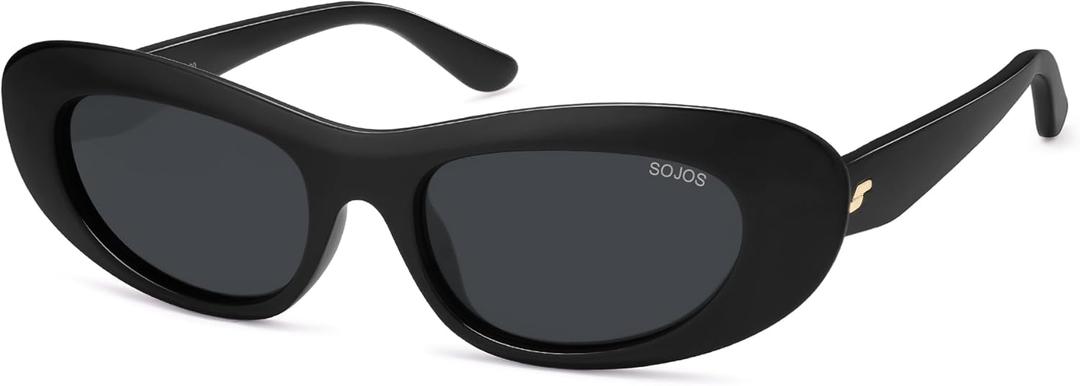 SOJOS Retro Cat Eye Sunglasses for Women Polarized UV400 Designer Inspired Sun Glasses SJ2617A (Black/Grey)