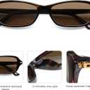 SOJOS Retro Polarized Petite Rectangle Sunglasses Womens Mens Vintage Skinny 80s 90s Thin Shades SJ2376 (Brown)