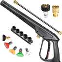 Pressure Washer Gun 3600 PSI with Extension Wand, Nozzle Holder & 5 Spray Tips, M22-14mm Fitting, Replacement for Ryobi, Karcher, Honda, Greenworks, Briggs & Stratton, Gas Power Washer (Black)