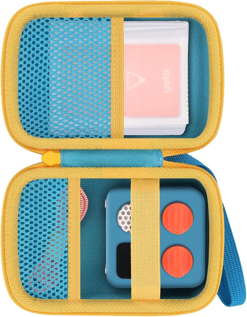 Storage Case Compatible with Yoto Mini (2024 Edition) Kids Screen-Free Bluetooth Audio Player,Transparent Card Bag can hold up to 36 cards(Sky Blue Case,Yellow Zipper)