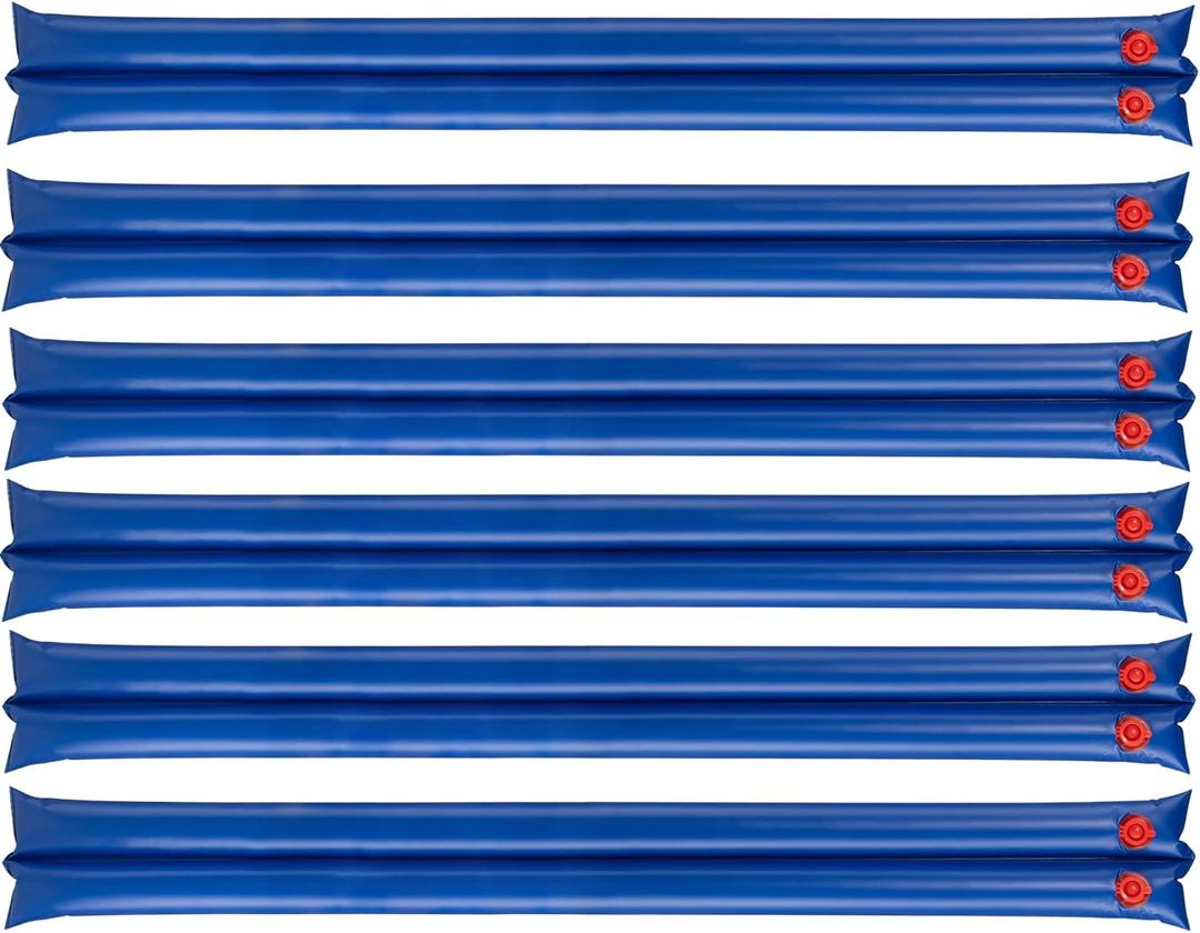 Premium Double Chamber Water Tubes for Winter Pool Cover, 8' 6-pack, Blue, Heavy Duty Vinyl, Rectangular, Inground, 6 Double Chamber 8 Feet Long Water Bags
