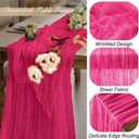 8 Pack Hot Pink 10 Ft Cheesecloth Table Runner 35x120 Inch Boho Wrinkled Sheer Romantic Gauze Decor for Wedding, Bridal Shower, Birthday Party