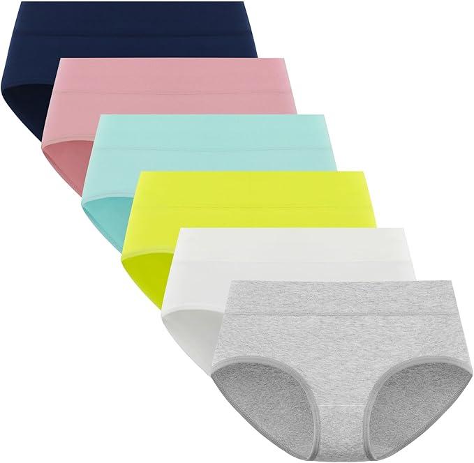 POPKOK Teen Girls Cotton Underwear Mid Waist Brief Panties, 12-14