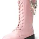 DREAM PAIRS Girls Riding Boots Knee High Side Zipper Mid Calf Shoes Little Kid/ Big Kid, Size 4 Big Kid, Pink/ Diy, SDBO2216K-1