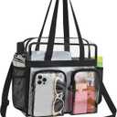 Oraben Clear Bag for Stadium Events 12x6x12 Clear Tote Bag for Women Transparent Lunch Bag for Work Sports Concert (Black)