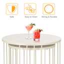 LEWIS&WAYNE Outdoor Side Table Set of 2, Metal Circle Accent End Tables for Balcony Backyard Garden Indoor Living Room, Durable Nesting Coffee Tables, 20”+16” Dia, White