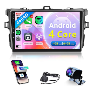 4Core 4G+64G Car Radio for Toyota Corolla 2009-2013, Rimoody Car Stereo Android Carplay Android auto 9 Inch Touchscreen GPS 5G-WiFi BT/FM/RDS EQ Backup Camera