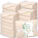 Buryeah 24 Pcs Wedding Flannel Fleece Throw Blanket Bulk with Thank You Card and Ribbon, 50 x 60 Inch Throw Blankets Outdoor Wedding Ideas, Party Souvenirs (Ivory)