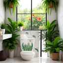 2 x 1 PC Green Plant Leaves Flowers Toilet Stickers Self-Adhesive Toilet Lid Stickers Bathroom Wall Sticker Cover Decor Decal DIY Removable Toilets for Cistern Bathroom WC Restroom Decor