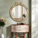 27x27 inch Bow Mirrors for Wall, Round/Circle God Decorative Wall Mounted Mirror, Irregular Mirrors Suitable for Bedroom, Hallway, Living Room Decoration, Bathroom Sink (Gold 28*28)