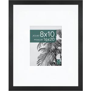 MCS Studio Gallery 16x20 Matted Photo Frame with 8x10 Picture Display, Black Woodgrain Engineered Wood Vertical & Horizontal Wall Hanging Large Picture Frame for Photos & Art Prints (1-Pack)