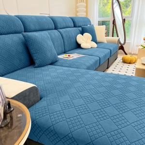 hyha Universal Couch Cushion Covers - Magic Washable Stretch Couch Sofa Covers for 3 Cushion Sofa, Blue