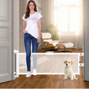 14" H Dog Gate - Puppy and Small Dog Gates, Retractable, Mesh, Expands Up to 59 Inches, Indoor/Outdoor, perfect for Doorways & Stairs