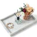 Marble Bathroom Tray,Pure Natural Marble Vanity Tray,Marble Tray for Kitchen Counter Non-Ceramic/Non-Resin,Stone Tray 12 x 8 inch (White)