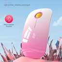 Bluetooth Wireless Mouse - (BT5.1+USB) Slim Dual Mode Computer Mice with Quiet Click, Low Power, and 1600 DPI, Portable Cordless Mouse for MacBook, Laptop, iPad Pro/Air(Gradient Pink)