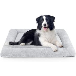 SIWA MARY Dog Bed Mat Soft Crate Pad Washable Anti-Slip Mattress for Large Medium Small Dogs and Cats Kennel Pad(35'' x 23'' Grey)