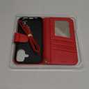 Arae Compatible with iPhone 16 Case Wallet with Card Holder,Wristlet Strap Wallet Flip Cover for iPhone 16 6.1 inch Men/Women, RFID Blocking, Kickstand, Litchi Wine Red