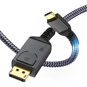 Maxonar Upgraded USB C to DisplayPort 1.4 8K Cable with Latches 6.6FT, Thunderbolt 4/3 /USB4 to DP Support 8K 60Hz / 4K 144Hz 32.4Gbps HBR3 Alt Mode Adapter for Mac Studio, MacBook Pro, XPS Grey Maxonar Upgraded USB C to DisplayPort 1.4 8K Cable with Latches 6.6FT, Thunderbolt 4/3 /USB4 to DP Support 8K 60Hz / 4K 144Hz 32.4Gbps HBR3 Alt Mode Adapter for Mac Studio, MacBook Pro, XPS Grey