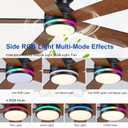 Brown RGB Ceiling Fans with Lights - 46" Flush Mount Ceiling Fan with Remote APP, RGB+3CCT Dimmable Led Light, Reversible 6 Wind Speeds&2H Timer, Low Profile Modern Fan Light Fixture for Bedroom Party