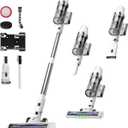 ElecKeys Cordless Vacuum Cleaner, 580W 48KPA 65Mins Vacuum Cleaners for Home, Self-Standing Anti-Tangle Vacuum with LED Display, Rechargeable, Lightweight, Cordless Vacuum for Floors/Pet Hair/Carpets (White)