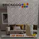 STICKGOO Slat Wall Panel, 3D Wall Panels for Interior Wall Decor PVC Fluted Textured Panel 12-Tile 19.7 x 19.7in - Black