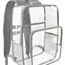 Bodiyes Clear Backpack - Reinforced Heavy-Duty Large Clear Bag for Stadium Events, Ergonomic Clear Bookbag with Chest Strap for Security Checks Beige