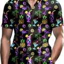 Neon Shirts for Men Button Up Shirts,Mens Neon Shirt Hawaiian Shirt for Men,Mens Beach Shirts Neon Clothes (Large)