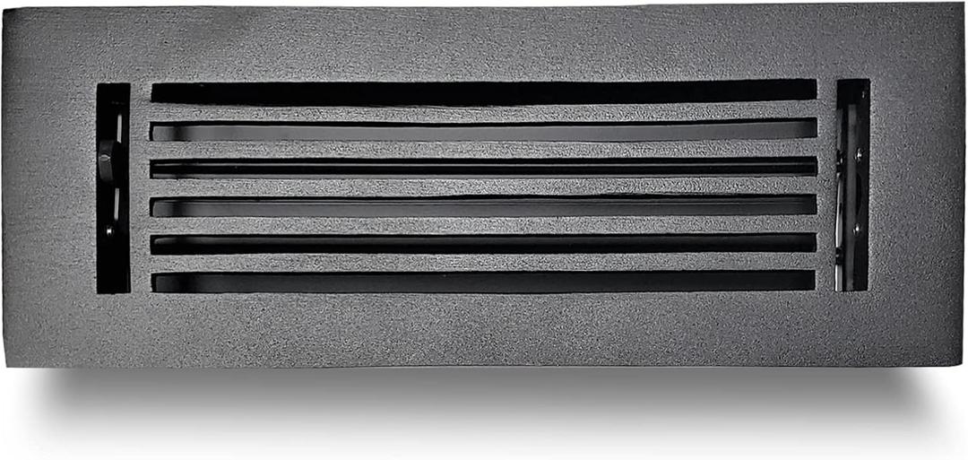 Prima Decorative Cast Aluminum Floor Register/Vent Cover : 3"x10" with Damper for Floors, Walls & Ceilings, Metal, Paintable, Modern Linear Design, Black Matte (VR-109)