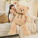 Tezituor 43inch Big Teddy Bear 4 Feet Tall Giant Teddy Bear Stuffed Animal for Girls Boys Baby Shower Large Plush Toy for Kids Christmas Valentine's Day Birthday Gift Party Decorations (Light Brown)