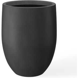 Kante 21.7" H Burnished Black Tall Planter, Large Outdoor Indoor Decorative Pot with Drainage Hole and Rubber Plug, Modern Round Taper Style for Home and Patio