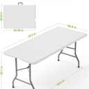 Pureegg 6FT Folding Table - No Assembly Required, Versatile Dining Table with Carrying Handle & Tabletop Safety Lock, Portable Foldable Table for Party, Craft, Camping, Picnic, White