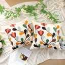 FuWeave 2 Pcs Boho Floral Embroidered Decorative Throw Pillow Covers with Zipper 18 x 18 Inch Colorful Boho Embroidered Pillow Covers Aesthetic Decor for Couch Sofa Housewarming Gifts
