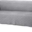 Rose Home Fashion Geometrical Throw Sofa Cover Blanket, Washable Couch Covers for 3 Cushion Couch Sofa Pet Friendly, Furniture Protector for Dogs (Large, Light Grey)
