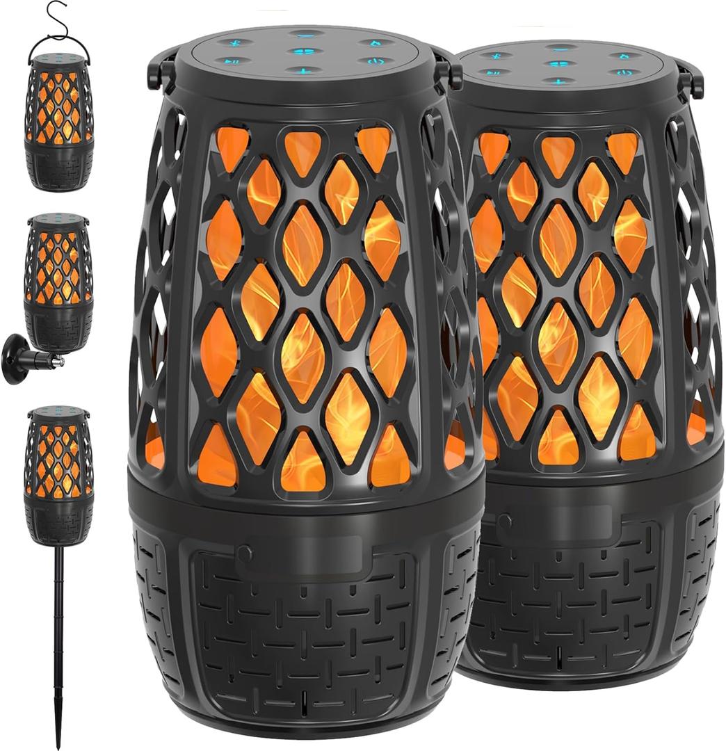2 Pack Outdoor Bluetooth Speakers, Outdoor Speakers Bluetooth Waterproof Patio, Outdoor Speaker with Lights Auto Multi-Sync up to 100 Speakers 10 Watt 360 HD Surround Sound Party Bluetooth Speakers