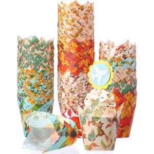 500 Counts Christmas Tulip Cupcake Liners Birthday Party Muffin Cupcake Baking Liners Grease Proof Cake Liner Holders for Fall Christmas Birthday Party(Maple)