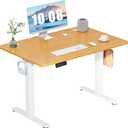 DUMOS 40 Inch Electric Standing Desk Height Adjustable, Sit to Stand Up Computer Workstations Work PC Table Home Office Study Writing Gaming Desks with Memory Presets for Walking Pad, Bedroom, Oak