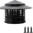 T Tulead Stainless Steel Chimney Cap Cone Top Vent Cover 110mm/4.33" Exhaust Cap Black Roof Chimney Cover with Screws