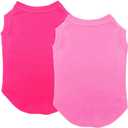 2 x Chol&Vivi Dog Clothes, 2pcs Soft Cotton T-Shirts for Small, Medium, Large, Extra Large Dogs (Pink and Rose Red, M (18" Chest))