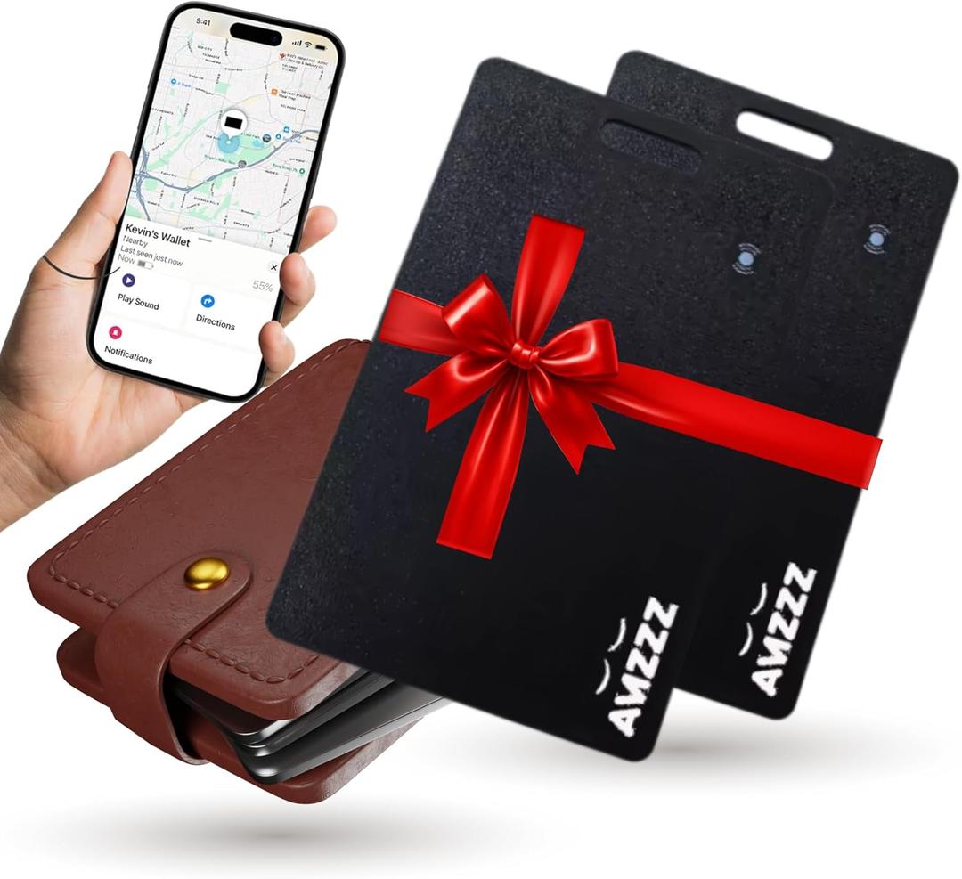 Pack 2 Apple Apple MFi Certified Wallet Tracker Card, Ultra-Slim 0.07in Rechargeable Item Finder, Works with Apple Find My (iOS Only), IP68 Waterproof Bluetooth Tracker Valentines Day Gift for Her
