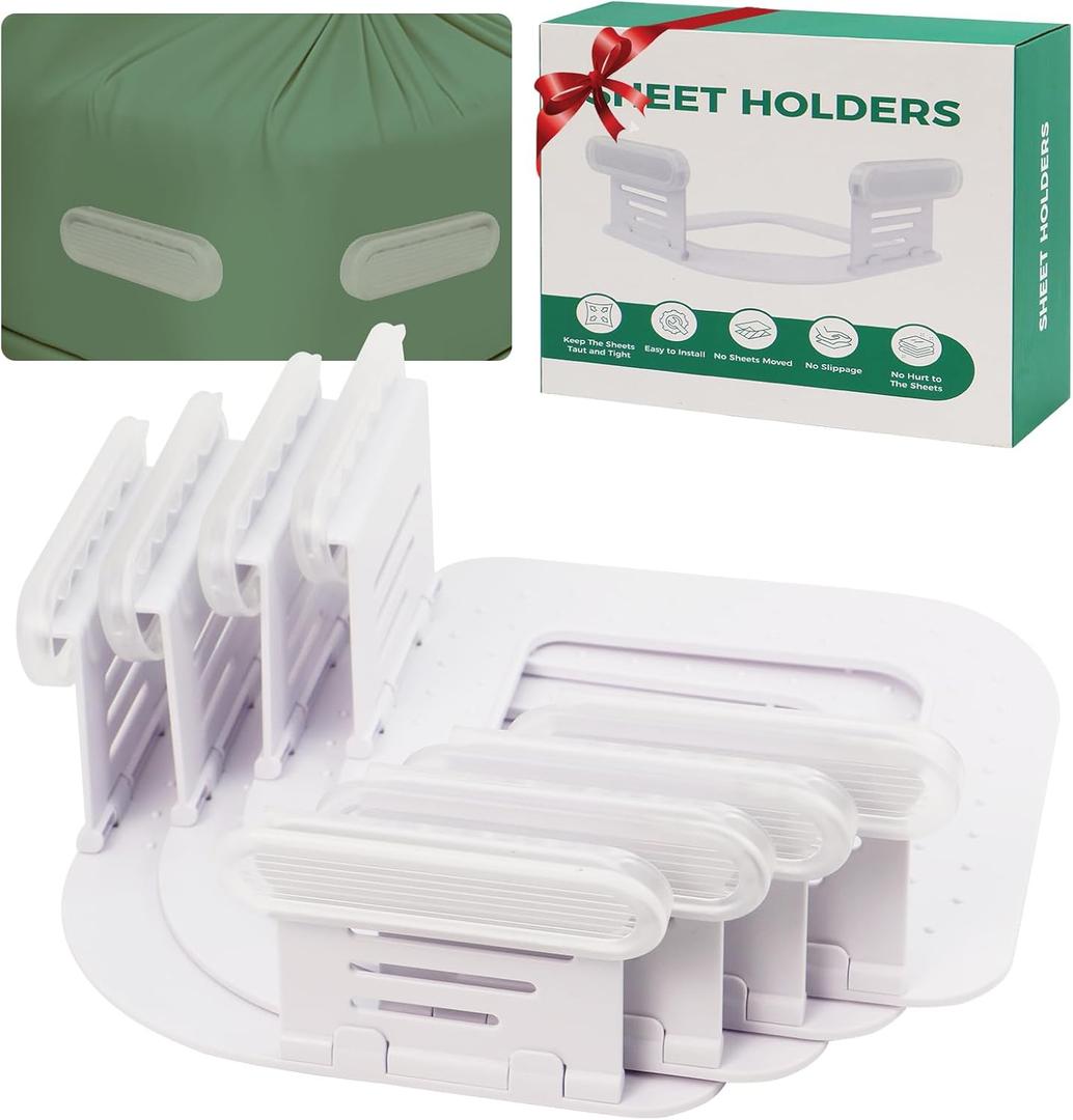 Bed Sheet Holders, No Slip Bed Sheet Locks for Corners, Mattress Sheet Straps Keep Sheets Firm & Tight - Fit Most Mattress Size, Sheet Fasteners Sheet Clips for Bedding(4 Pack)