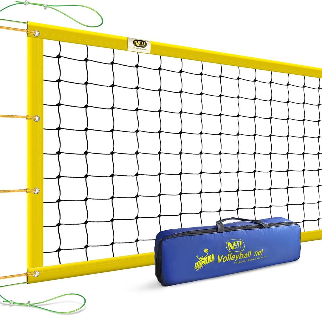 Professional Volleyball Net PRO LINE - Official Standard Size 31.2 x 3.3 FT (9.5x1 m), with Two Steel Tension Cables NETZ SPORT