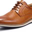 Mofri Men's Casual Dress Shoes Formal Oxford (7.5, Brown Pu)