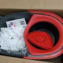 O-Cedar EasyWring Microfiber Spin Mop & Bucket Floor Cleaning System + 2 Extra Refills, Red/Gray