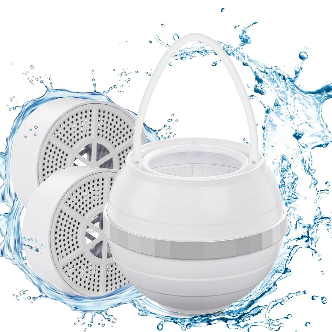 Bath Filter for Tub Faucet Fitespot, Bath Water Filter 2 Filters Cartridges 10 Stages Filtration, Bath Filter Faucet 2,500 Gallons Removes Chlorine, Shower Filter for Healthier Skin Hair (White)