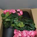 Set of 2 Artificial Flowers Potted for Outdoor, Pre-Made Faux Geranium Plants in Pots UV Resistant Pink Silk Fake Flower Large Potted Plant for Gardens Yards Patios Paths Home Decor - Pink