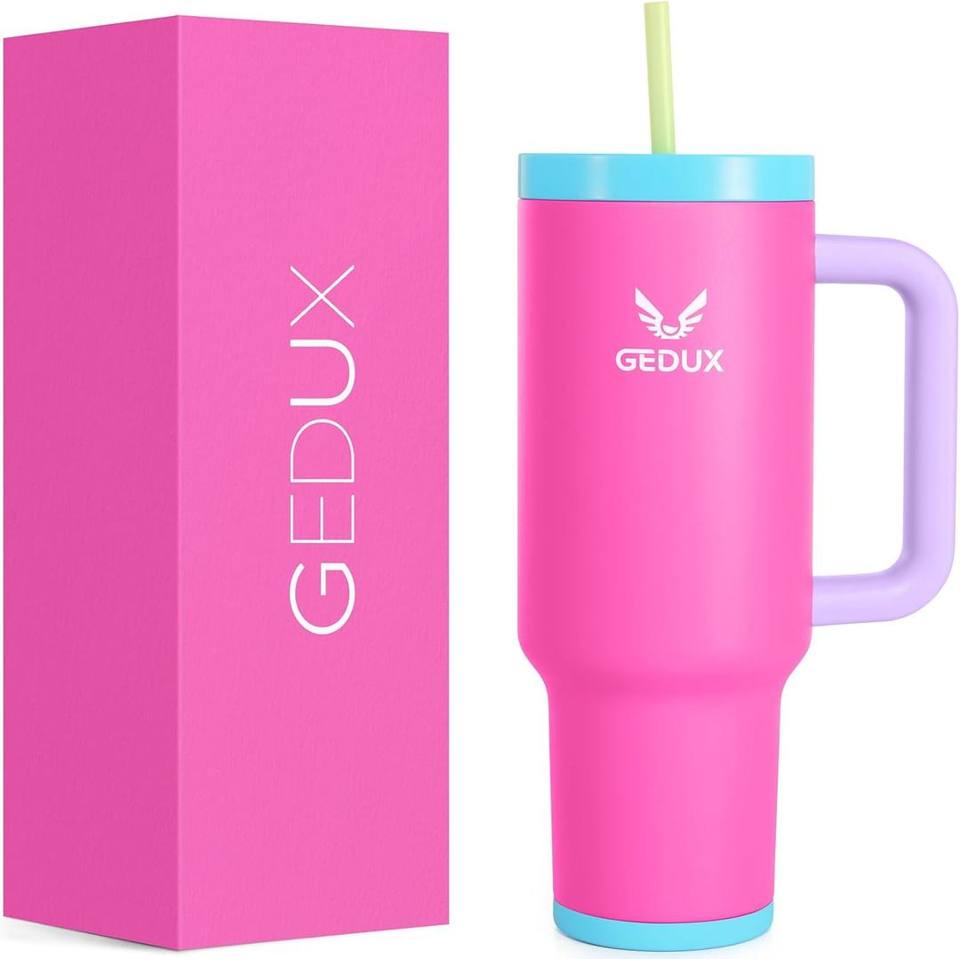 40oz Tumbler With Handle, 2-IN-1 Leak Proof Lid (Straw/Flip), Insulated Water Bottle, Stainless Steel Tumbler with Non-Slip Silicone, Wide Mouth Travel Mug Cupholder Friendly Dishwasher Safe