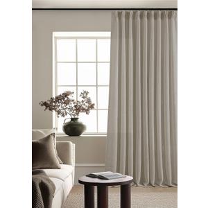 Burlywood Taupe Pinch Pleated Linen 108 Inch Curtains 60 Inch Width for Living Room Divider Light Filtering Semi Sheer Extra Wide Patio Curtains for Sliding Door Floor Ceiling Picture Window 60x108